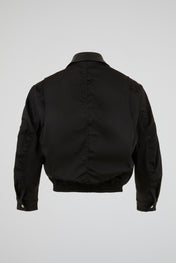 Structured Satin-Weave Utility Bomber Jacket
