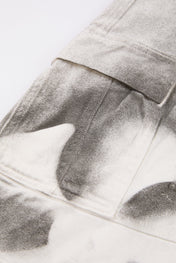 Abstract Cargo Washed Grey Wide Pants