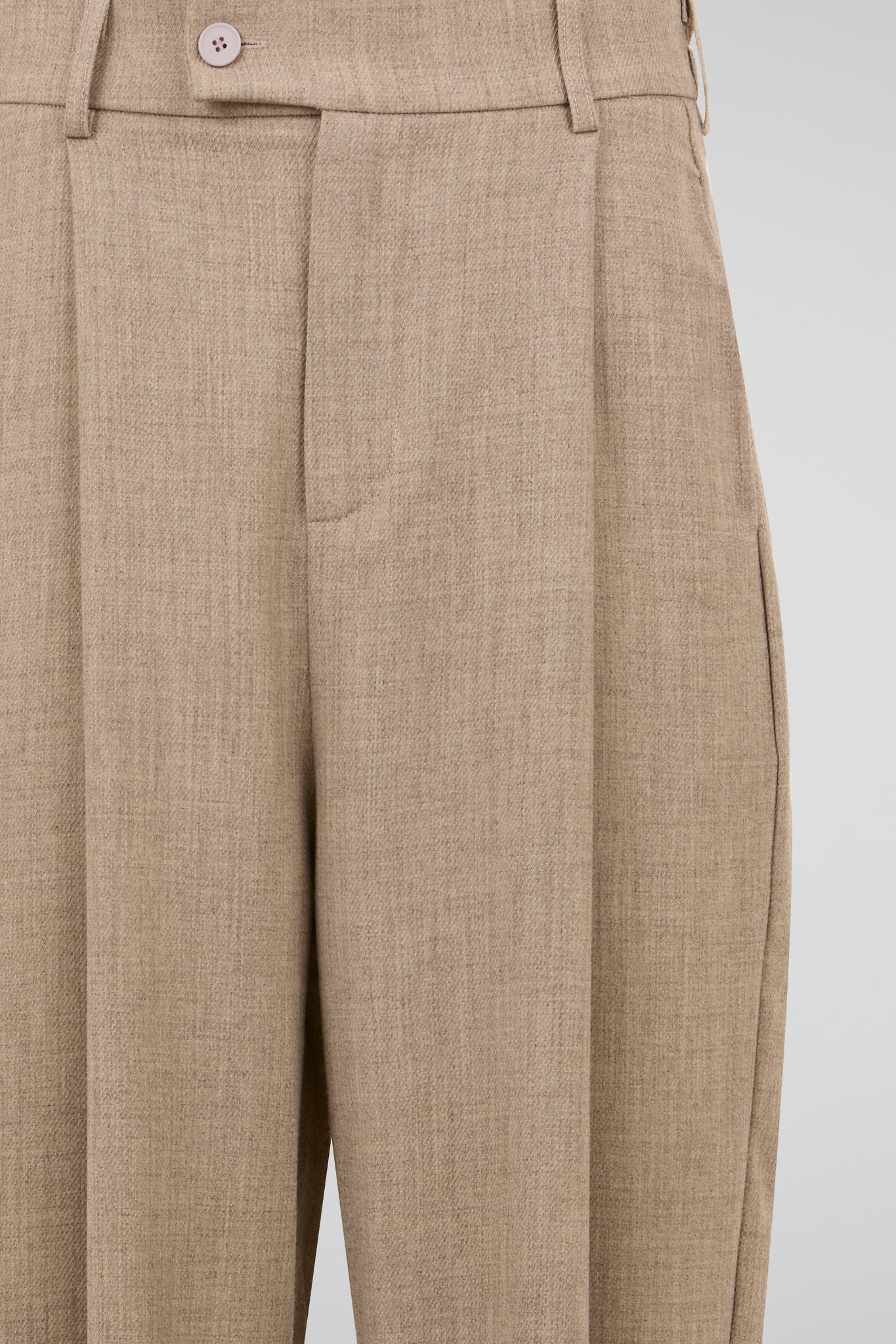 Beige Tailored Wide Trousers