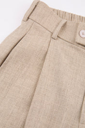 Beige Tailored Wide Trousers
