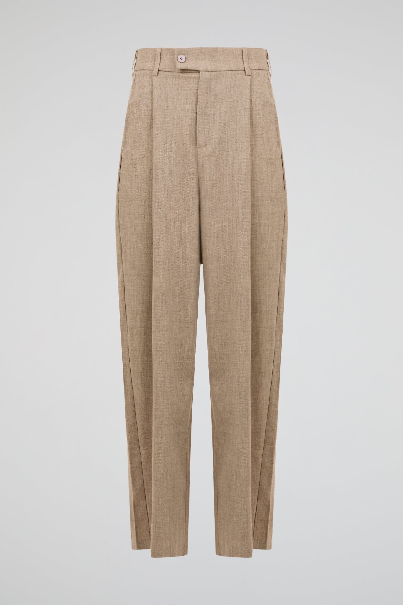 Beige Tailored Wide Trousers
