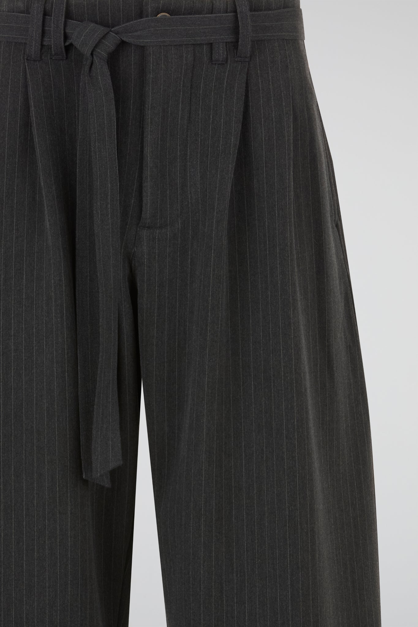 Pinstripe Belted Wide Trousers