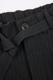 Pinstripe Belted Wide Trousers