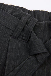 Pinstripe Belted Wide Trousers