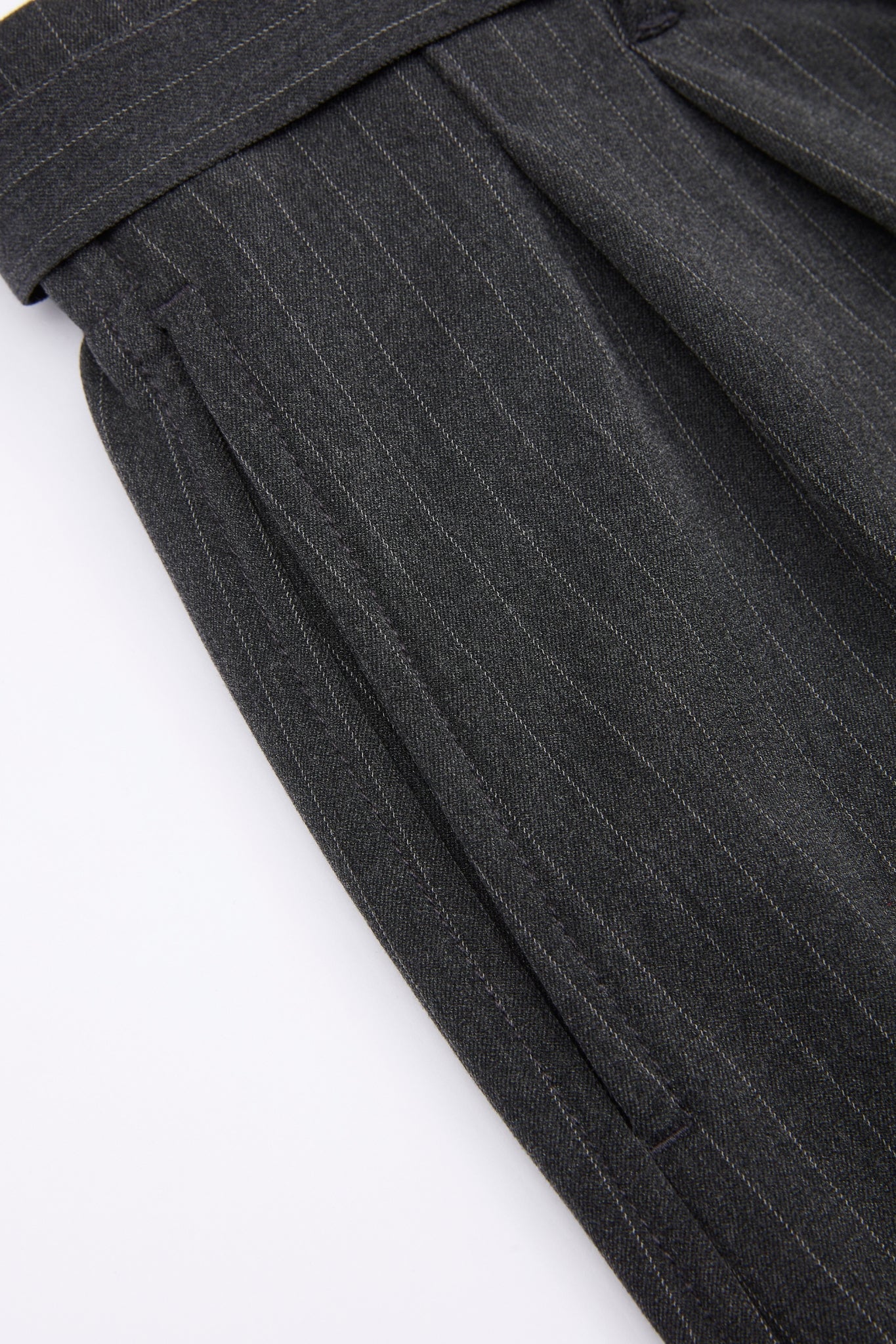 Pinstripe Belted Wide Trousers