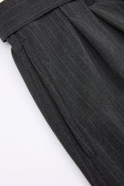 Pinstripe Belted Wide Trousers
