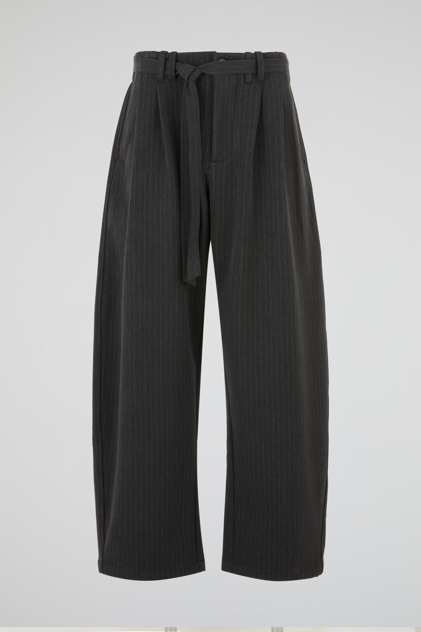 Pinstripe Belted Wide Trousers