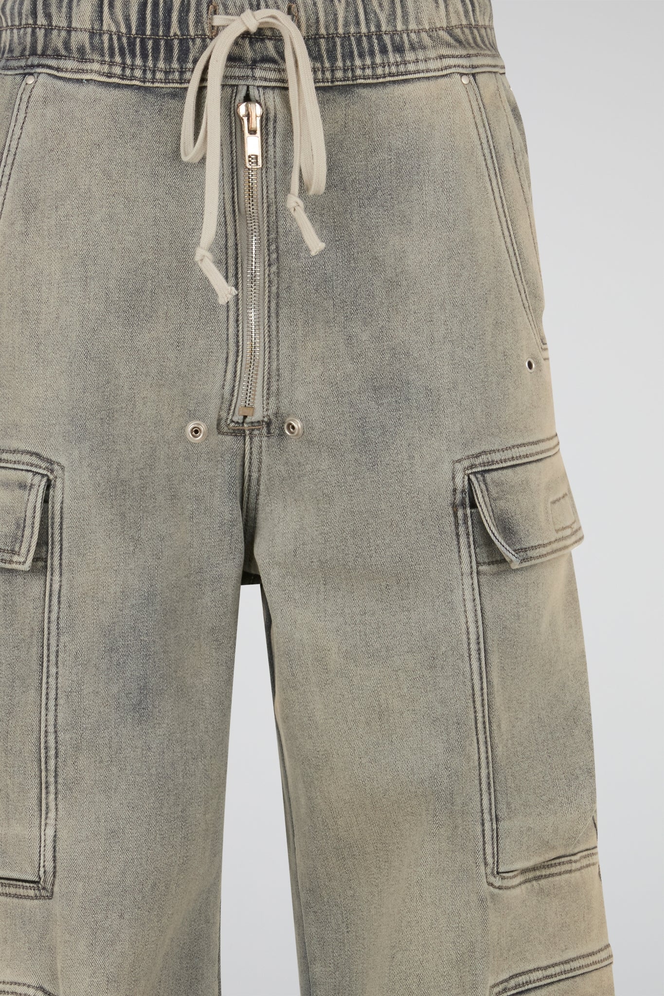 Washed Utility Zip Denim Cargos