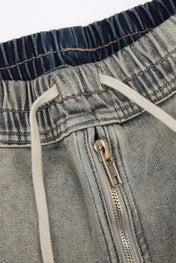 Washed Utility Zip Denim Cargos