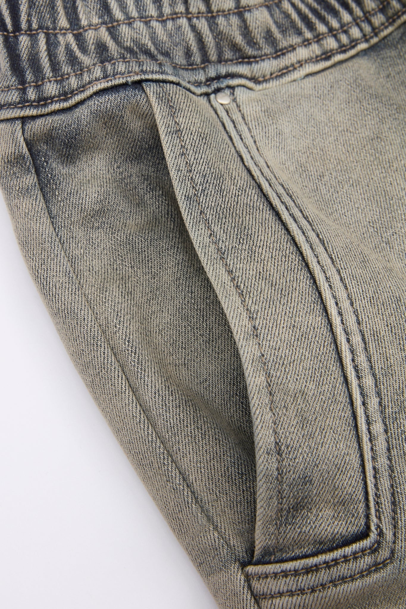 Washed Utility Zip Denim Cargos