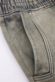 Washed Utility Zip Denim Cargos