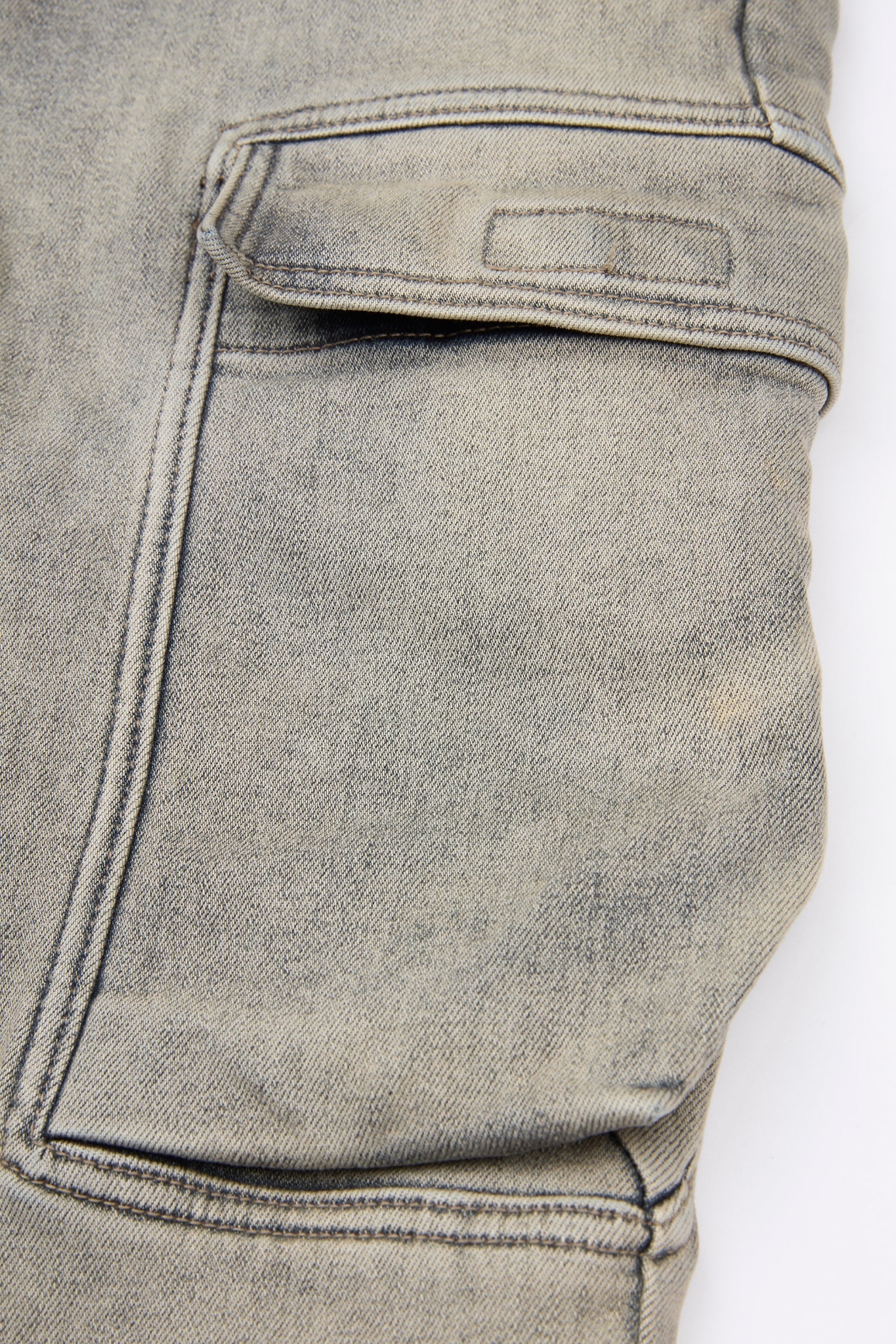 Washed Utility Zip Denim Cargos