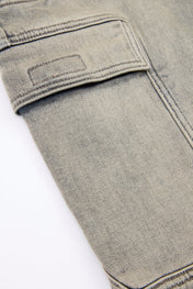 Washed Utility Zip Denim Cargos