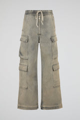 Washed Utility Zip Denim Cargos