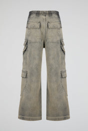 Washed Utility Zip Denim Cargos