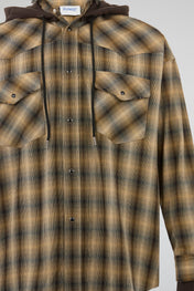 Hooded Plaid Layered Shirt