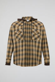Hooded Plaid Layered Shirt