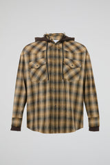 Hooded Plaid Layered Shirt