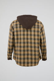 Hooded Plaid Layered Shirt