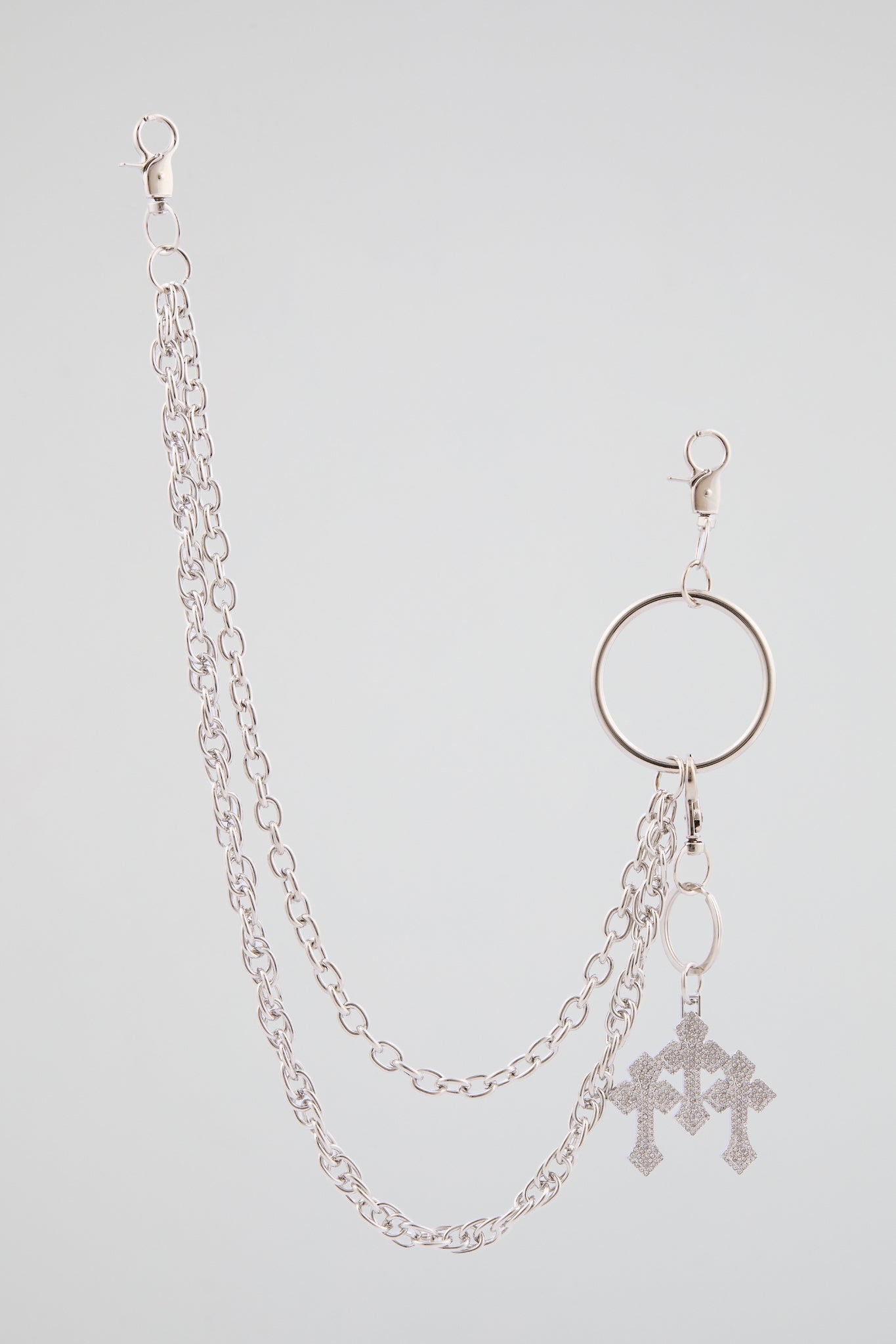 Triple Cross Silver Wallet Chain