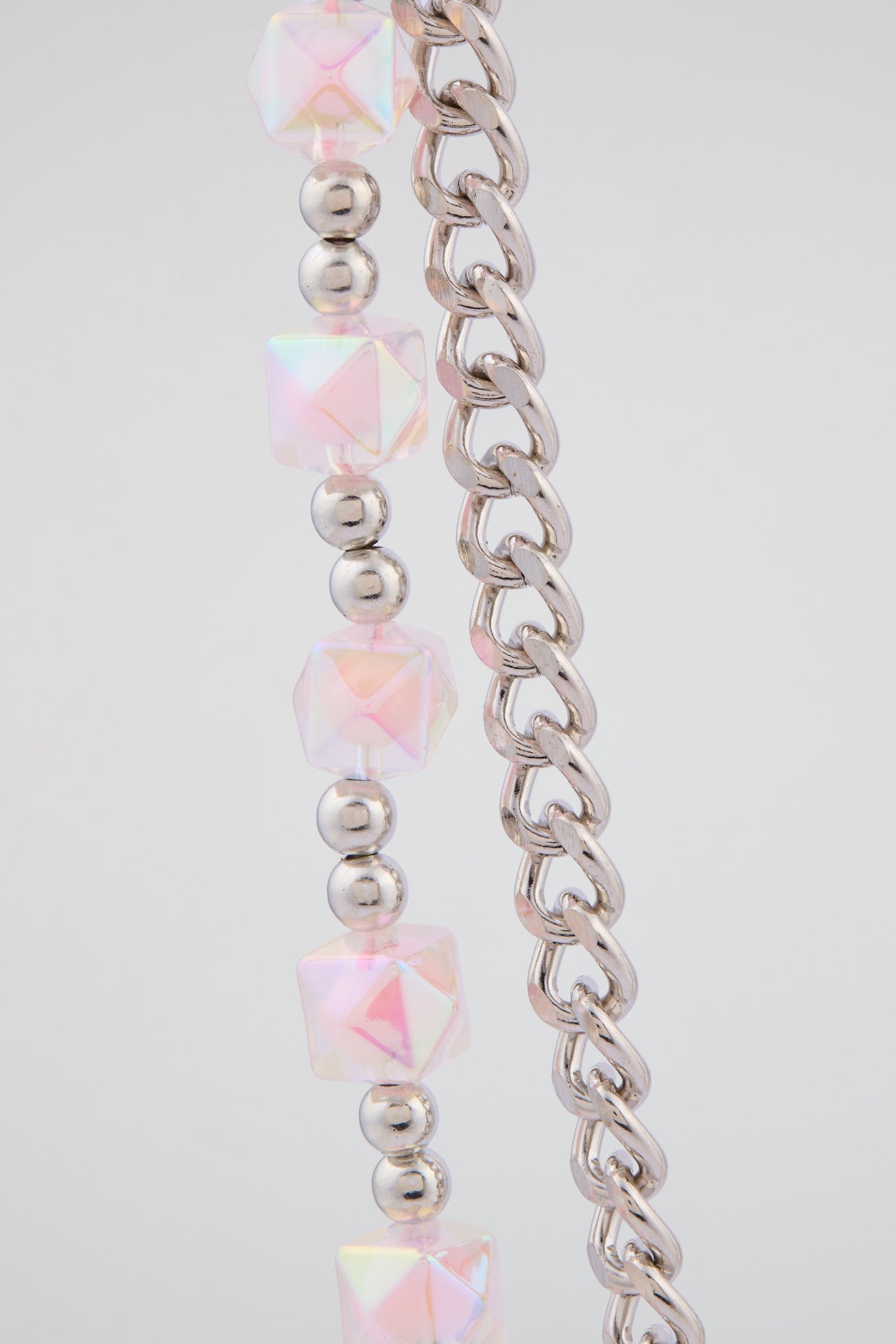 Silver & Frosted Rose Beaded Wallet Chain