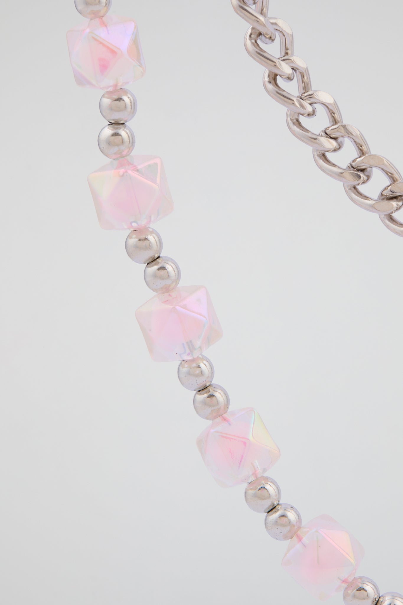Silver & Frosted Rose Beaded Wallet Chain