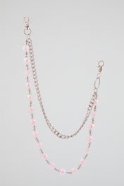 Silver & Frosted Rose Beaded Wallet Chain