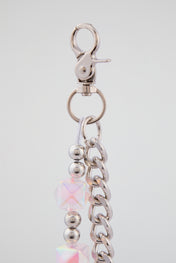 Silver & Frosted Rose Beaded Wallet Chain