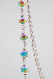 Silver & Iridescent Beaded Wallet Chain