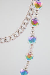 Silver & Iridescent Beaded Wallet Chain