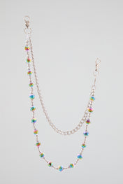 Silver & Iridescent Beaded Wallet Chain