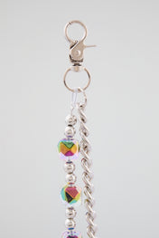 Silver & Iridescent Beaded Wallet Chain