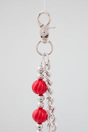 Silver & Red Double-Layer Beaded Wallet Chain