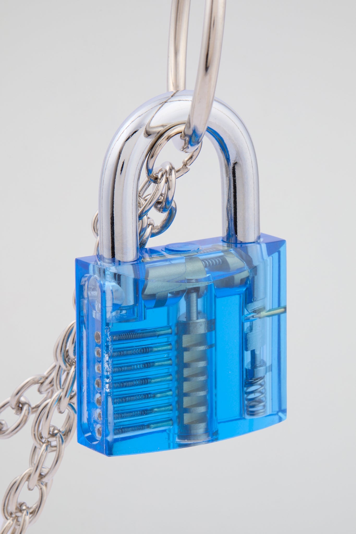 Silver Double-Layer Padlock & Wallet Chain – Cobalt Blue