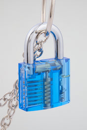Silver Double-Layer Padlock & Wallet Chain – Cobalt Blue