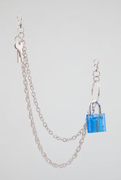 Silver Double-Layer Padlock & Wallet Chain – Cobalt Blue