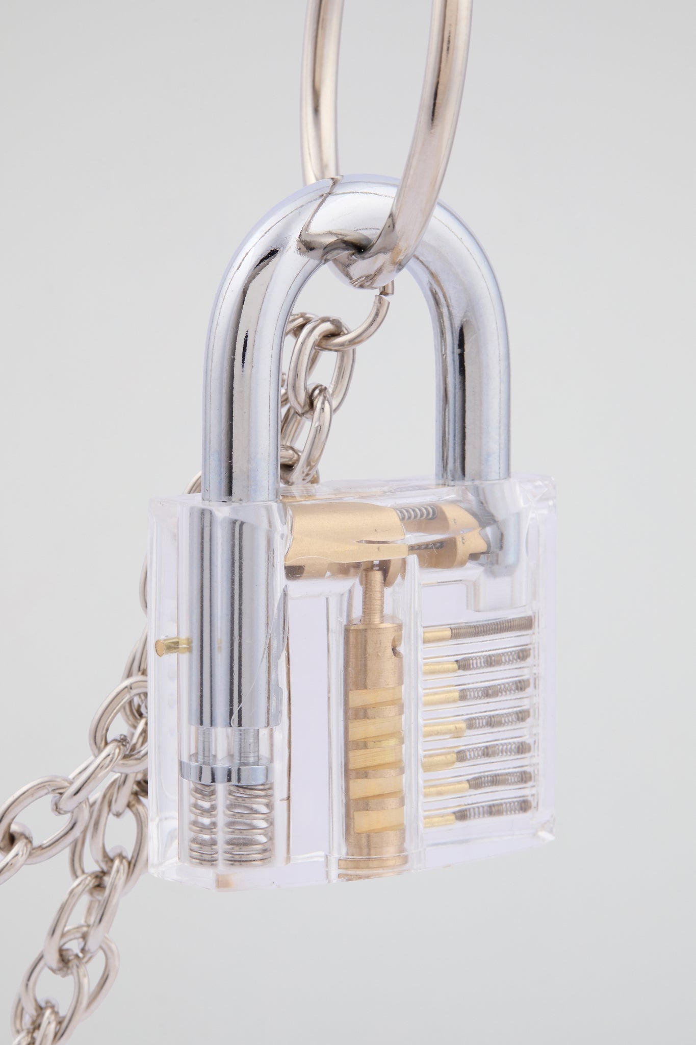 Silver Double-Layer Padlock & Wallet Chain – Clear