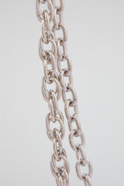 Silver Double-Layer Padlock Wallet Chain – Neon Orange
