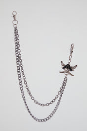 Gunmetal Double-Layer Skull Wallet Chain