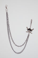 Gunmetal Double-Layer Skull Wallet Chain