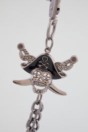 Gunmetal Double-Layer Skull Wallet Chain