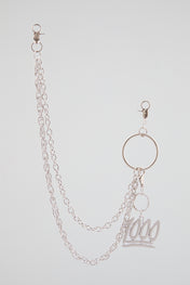 Silver Double-Layer Wallet Chain with Crystal "1000"
