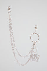 Silver Double-Layer Wallet Chain with Crystal "1000"