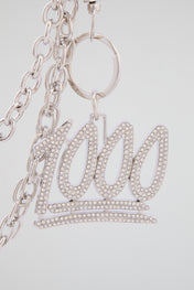 Silver Double-Layer Wallet Chain with Crystal "1000"