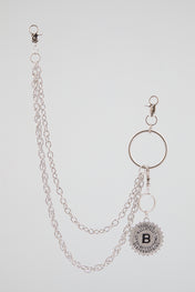 Silver Double-Layer Wallet Chain with "B"