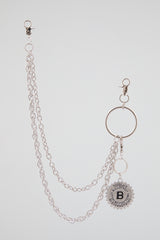 Silver Double-Layer Wallet Chain with "B"