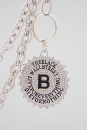 Silver Double-Layer Wallet Chain with "B"