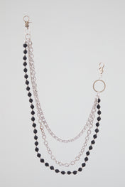 Silver & Black Multi-Layer Beaded Wallet Chain