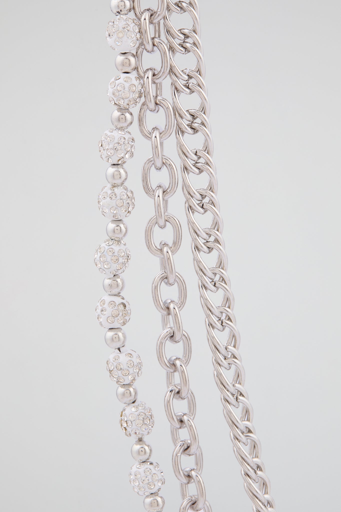 Silver Multi-Layer Pavé Crystal Wallet Chain