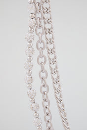 Silver Multi-Layer Pavé Crystal Wallet Chain